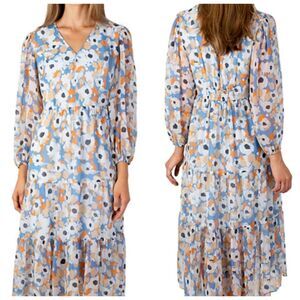 Joie Limited Edition Floral Fields Tiered Chiffon Maxi Dress Size XL